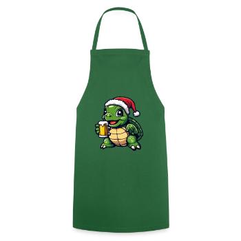 Turtle Christmas Beer Funny - Cooking Apron - green - Front - AI Model Male 185 dark (185cm)