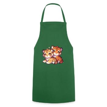 Süße Tigerbaby-Illustration - Zwei Verspielte - Kochschürze - Grün - Vorne - AI Model Male 185 dark (185cm)
