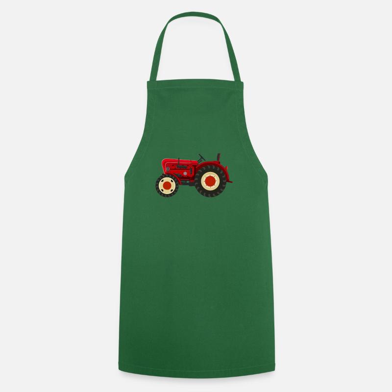 Retro Oldtimer-Traktor rot - Kochschürze - Grün