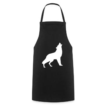 Howling Wolf - Cooking Apron - black - Front - AI Model Male 185 dark (185cm)