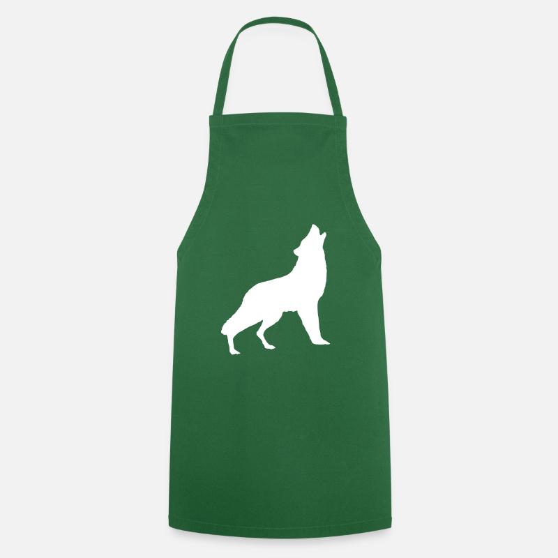 Howling Wolf - Cooking Apron - green