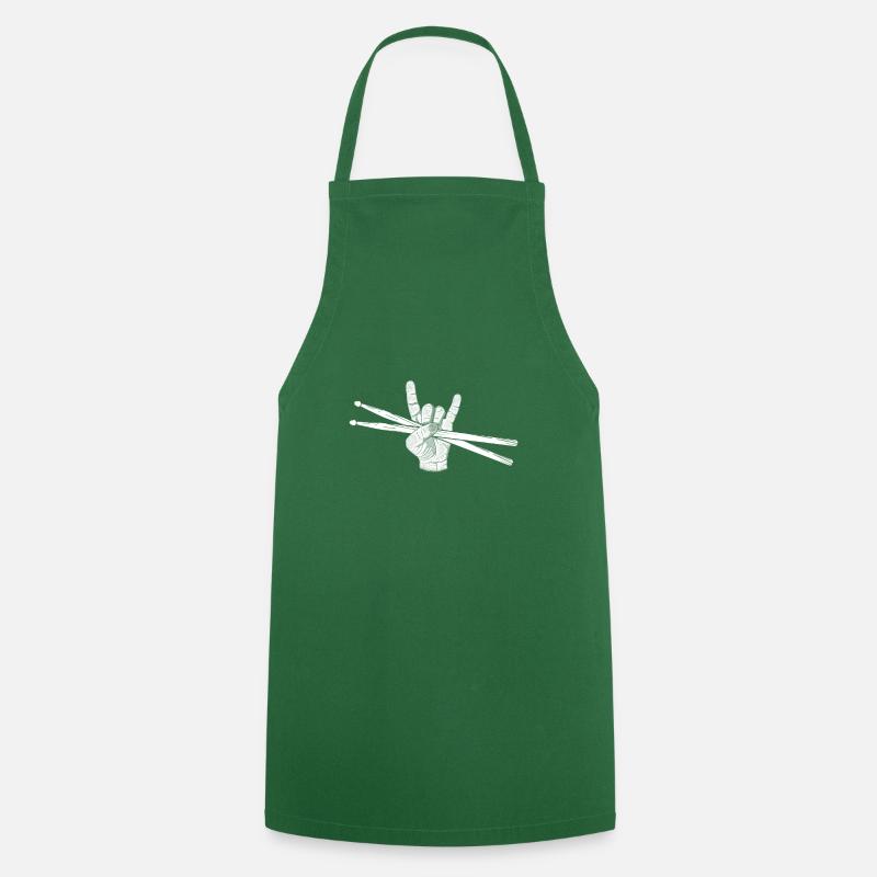 Drummer Devils Horn Drummsticks Schlagzeug - Tablier de cuisine - vert foncé