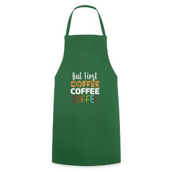 But First Coffee - Kochschürze - Grün - Vorne - AI Model Male 185 dark (185cm)