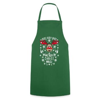 195 Cerf Rudolph Ho Ho Merry Christmas - Tablier de cuisine - vert foncé - Devant - AI Model Male 185 dark (185cm)