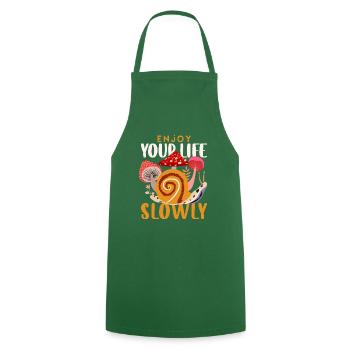 Snail Enjoy life, slow down - Cooking Apron - green - Front - AI Model Male 185 dark (185cm)