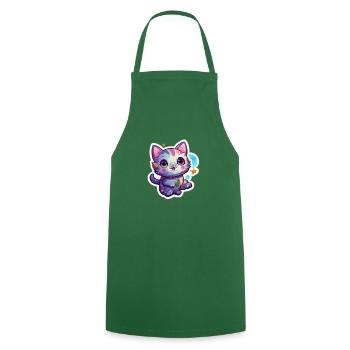 a cute little kitty - Cooking Apron - green - Front - AI Model Male 185 dark (185cm)