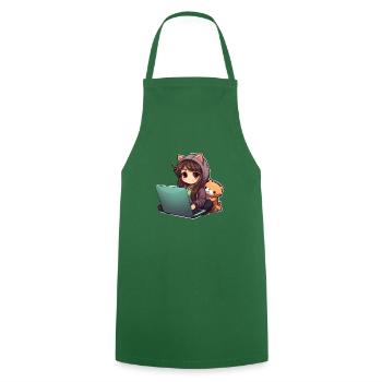 Cozy Cartoon Girl Homeage - Tablier de cuisine - vert foncé - Devant - AI Model Male 185 dark (185cm)