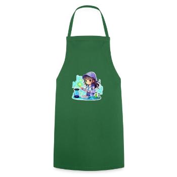 "Cute Anime Girl Conductor" - Cooking Apron - green - Front - AI Model Male 185 dark (185cm)