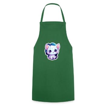 Cute cartoonish kitty floating in space - Cooking Apron - green - Front - AI Model Male 185 dark (185cm)