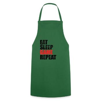 Eat Sleep Game Répète le cadeau de jeu Nerd Clan - Tablier de cuisine - vert foncé - Devant - AI Model Male 185 dark (185cm)