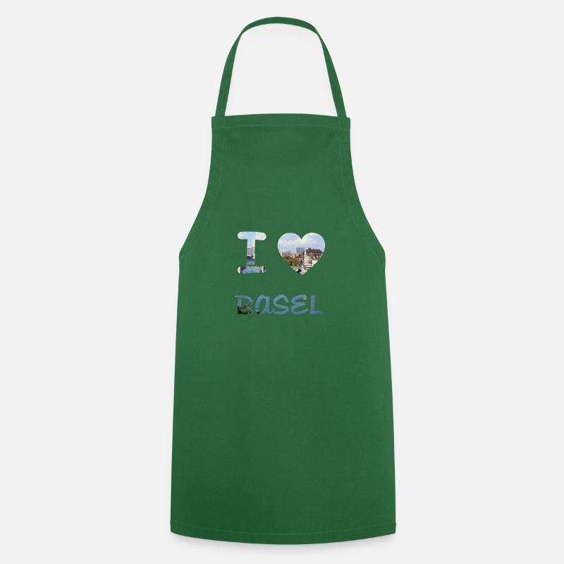I Love Basel Gift - Cooking Apron - green