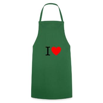 I LOVE - Cooking Apron - green - Front - AI Model Male 185 dark (185cm)