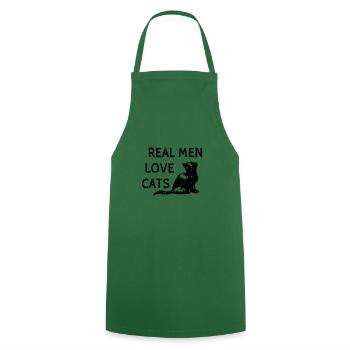 Cat lovers - Real men love cats! - Cooking Apron - green - Front - AI Model Male 185 dark (185cm)