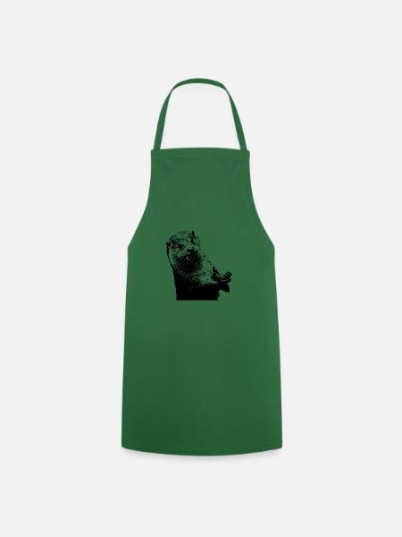 doux loutre avec pattes en noir blanc - Tablier de cuisine - vert foncé