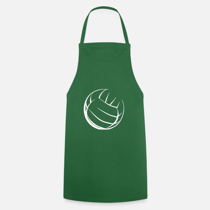 Volley-ball blanc - Tablier de cuisine - vert foncé