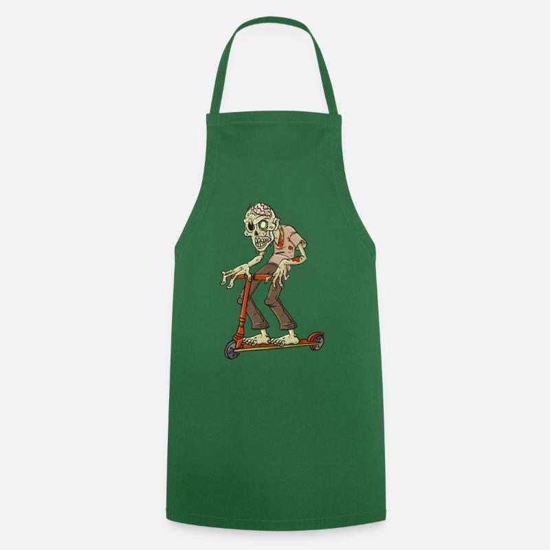 Zombie auf Roller - Geschenkidee - Kochschürze - Grün