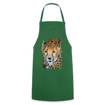 Dessin de guépard - Tablier de cuisine - vert foncé - Devant - AI Model Male 185 dark (185cm)