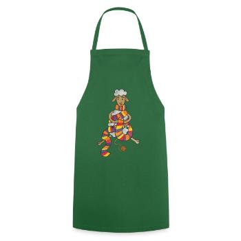 Cute Sheep Knitting Crochet Wool - Cooking Apron - green - Front - AI Model Male 185 dark (185cm)