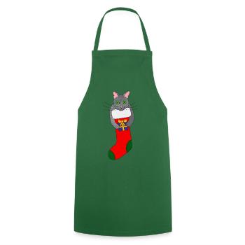 christmas cat kitten christmas kitten xmas cat - Cooking Apron - green - Front - AI Model Male 185 dark (185cm)