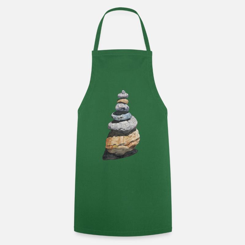 Stone Stack Stone Turret Cairn Hiking - Cooking Apron - green