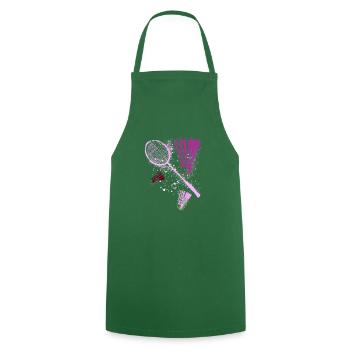 badminton, badminton, graffiti, peinture, rose - Tablier de cuisine - vert foncé - Devant - AI Model Male 185 dark (185cm)