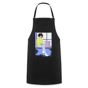 Amoureux des livres - Tablier de cuisine - noir - Devant - AI Model Male 185 dark (185cm)