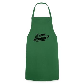 Tu veux une médaille?! - Tablier de cuisine - vert foncé - Devant - AI Model Male 185 dark (185cm)