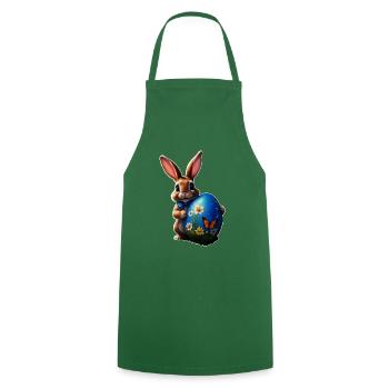 Kleiner Osterhase mit blauem Osterei - Kochschürze - Grün - Vorne - AI Model Male 185 dark (185cm)