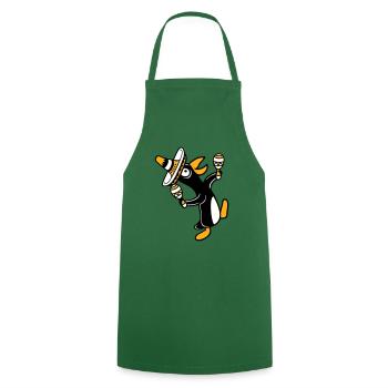 Pingouin, hochet, fête, culture mexicaine, chapeau, Fun - Tablier de cuisine - vert foncé - Devant - AI Model Male 185 dark (185cm)