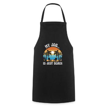 Mein Job ist nur Strand - Mon travail n’est que plage - Tablier de cuisine - noir - Devant - AI Model Male 185 dark (185cm)