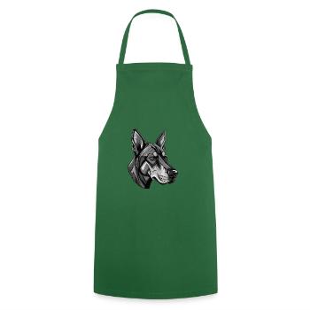 Doberman Dog Head Portrait Animal - Cooking Apron - green - Front - AI Model Male 185 dark (185cm)