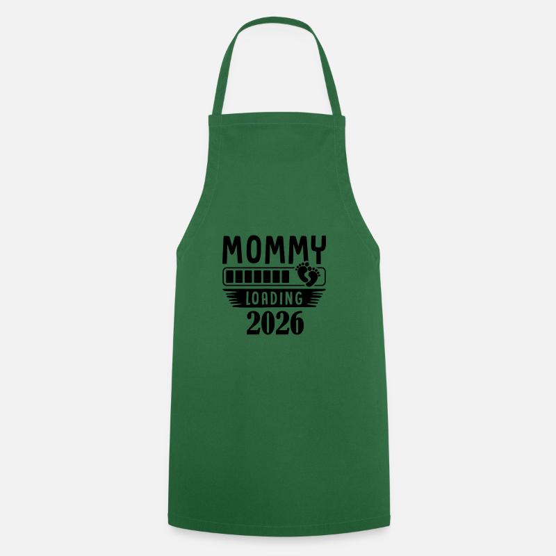Mommy Loading 2026 Pieds de bébé Grossesse - Tablier de cuisine - vert foncé