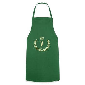 Couronne de lettres V - Tablier de cuisine - vert foncé - Devant - AI Model Male 185 dark (185cm)