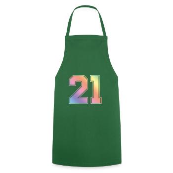 21 Numéro coloré - Tablier de cuisine - vert foncé - Devant - AI Model Male 185 dark (185cm)