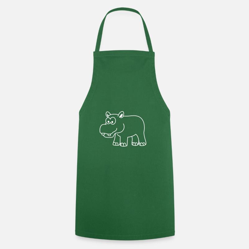 Hippo Comic Animal - Tablier de cuisine - vert foncé