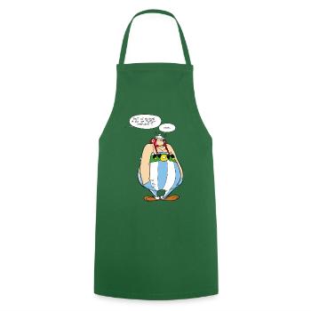 Asterix & Obelix - Obelix Sprechblasen - Kochschürze - Grün - Vorne - AI Model Male 185 dark (185cm)