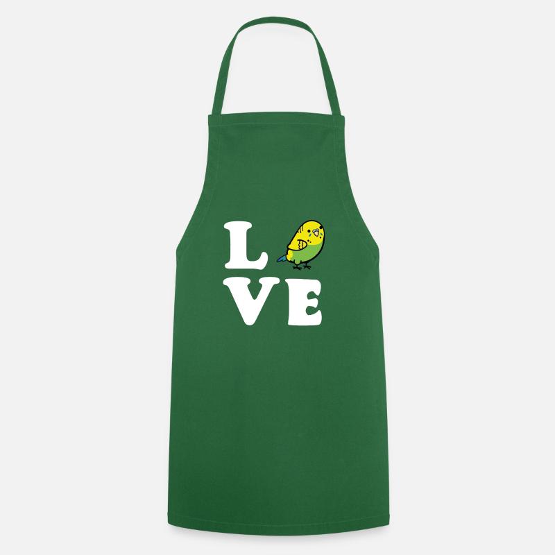 Love Budgie white - Cooking Apron - green