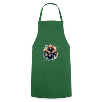 Grizzly Bear Muscles Bodybuilding - Cooking Apron - green - Front - AI Model Male 185 dark (185cm)