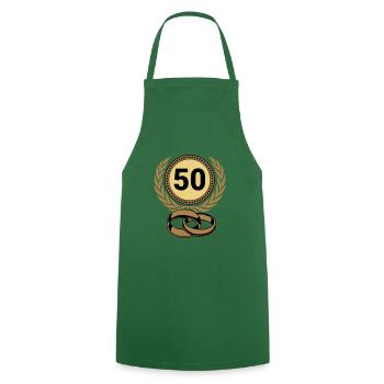 Golden Wedding Anniversary , 50 Years (25) - Cooking Apron - green - Front - AI Model Male 185 dark (185cm)