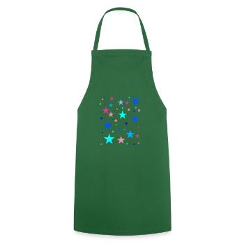 Sterne, bunt, blau, rosa, pink - Kochschürze - Grün - Vorne - AI Model Male 185 dark (185cm)