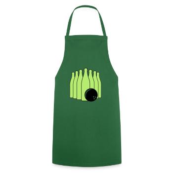 Bier Bowling mit Bowlingkugel. Zweifarbig. - Kochschürze - Grün - Vorne - AI Model Male 185 dark (185cm)