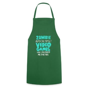 Zombie Apocalypse Video Games Prepared Me Gift - Cooking Apron - green - Front - AI Model Male 185 dark (185cm)