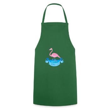 Verrückte Flamingodame auf einer blauen Fahne - Kochschürze - Grün - Vorne - AI Model Male 185 dark (185cm)