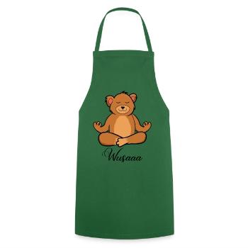 Auszeit Durchatmen Wusaaa Bär - Kochschürze - Grün - Vorne - AI Model Male 185 dark (185cm)