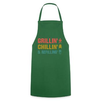 Grillin Chillin Refilling- Grill Geschenk - Kochschürze - Grün - Vorne - AI Model Male 185 dark (185cm)