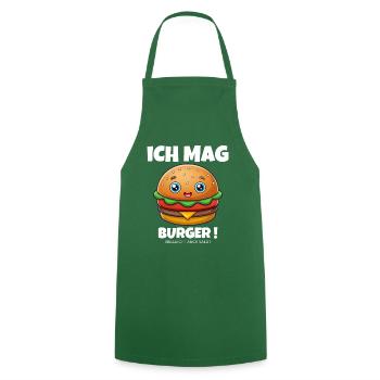 Ich mag Burger Hamburger Cheeseburger - Kochschürze - Grün - Vorne - AI Model Male 185 dark (185cm)