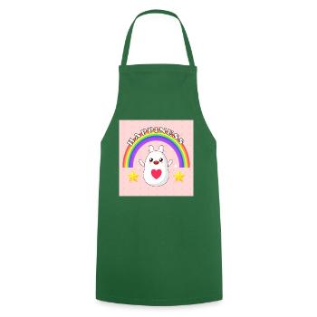 Happiness Hase mit Regenbogen - Kochschürze - Grün - Vorne - AI Model Male 185 dark (185cm)