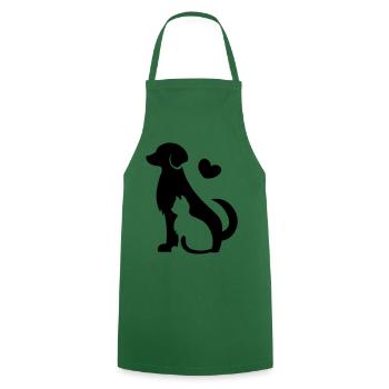 Chien et chat - idée cadeau amoureux des animaux avec un cœur - Tablier de cuisine - vert foncé - Devant - AI Model Male 185 dark (185cm)
