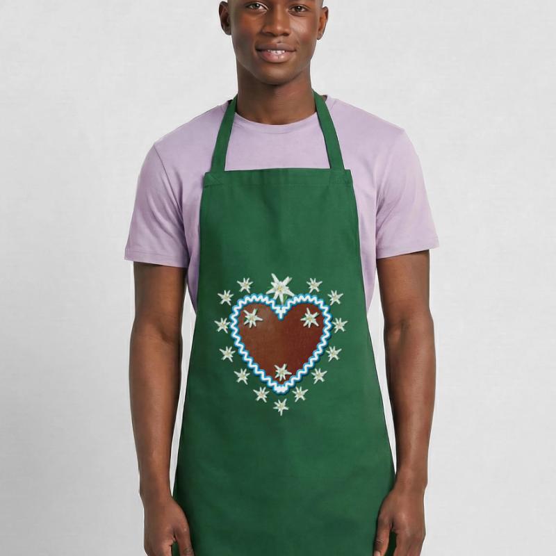 Lebkuchenherz Edelweiss Heart Your request text Cooking Apron