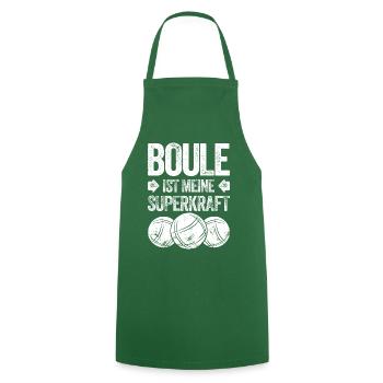 La boule est mon super pouvoir ! Joueur de pétanque - Tablier de cuisine - vert foncé - Devant - AI Model Male 185 dark (185cm)